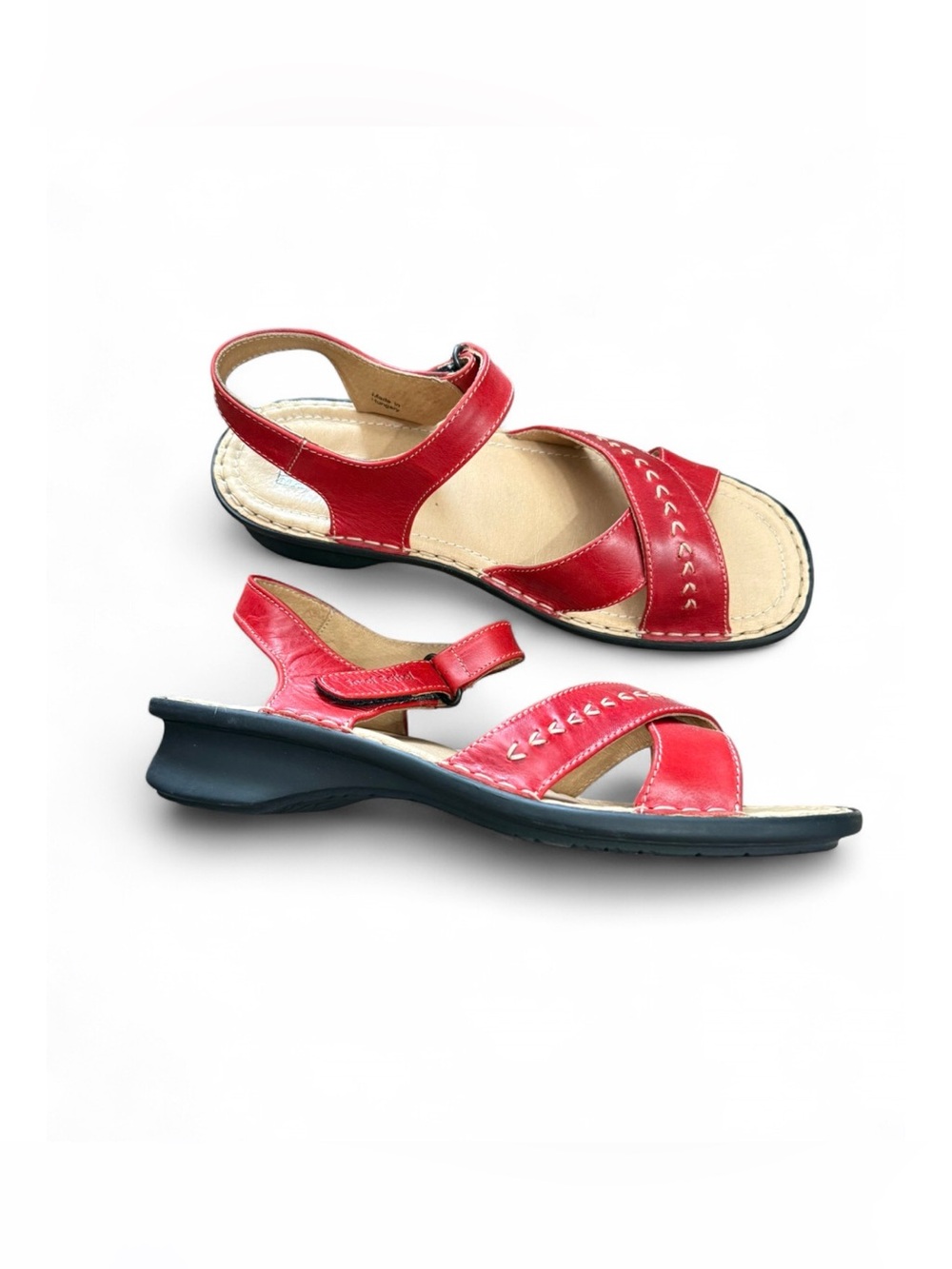 Vtg Josef Seibel Red Leather Sandals